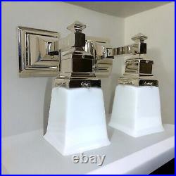 03' REJUVENATION Modern Chrome Milk Glass Mission Wall Sconces Lamps Lights