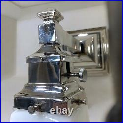 03' REJUVENATION Modern Chrome Milk Glass Mission Wall Sconces Lamps Lights