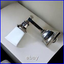 03' REJUVENATION Modern Chrome Milk Glass Mission Wall Sconces Lamps Lights