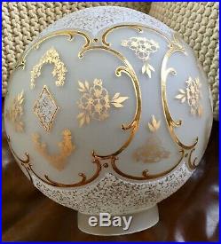 10 GOLD PAINTED SATIN GLASS GWTW BALL LAMP SHADE ART NOUVEAU Excellent