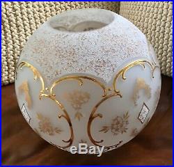 10 GOLD PAINTED SATIN GLASS GWTW BALL LAMP SHADE ART NOUVEAU Excellent