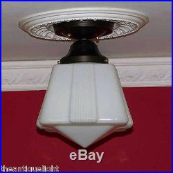 157 1 of 2 Vintage antique aRT DEco Ceiling Light Glass Lamp Fixture