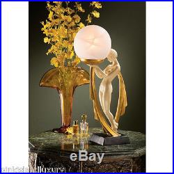 16 NUDE LADY LAMP SCULPTURE Art Deco Statue Frosted Glass Globe Illuminated Orb