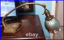 1900 Art Nouveau Piano Lamp With Documented Loetz Iridescent Glass Shade