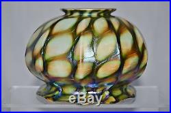 1920's Signed Quezal Decorated Art Glass Shade for Handel or Tiffany Harp Lamp