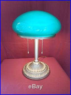 1920s ART NOUVEAU PITTSBURGH LAMP With CASED GLASS SHADE