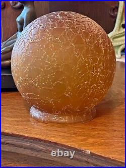 1930's Art Deco Double Kneeling Nudes Lamp withan Amber'Orb' Crackle Ball Shade
