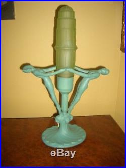 1930's Art Deco Frankart Nuart Nudes Lamp + Vaseline Glass Shade All original