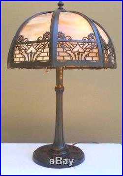 1930s ART NOUVEAU MEDIUM SLAG GLASS LAMP-BRADLEY & HUBBARD
