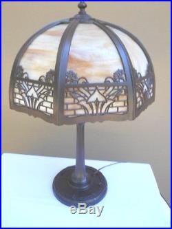 1930s ART NOUVEAU MEDIUM SLAG GLASS LAMP-BRADLEY & HUBBARD