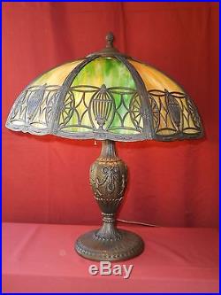 1930s ART NOUVEAU SLAG GLASS TABLE LAMP