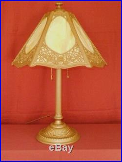 1930s ART NOUVEAU TABLE LAMP With SLAG GLASS SHADE-RAINAUD