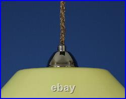 1930s Art Deco Yellow Uranium Cased Glass & Chrome Angular Pendant Lamp