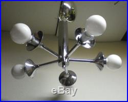 1930s Moe Bridges Brothers Chrome Milk Glass Art Deco Ceiling Light Fixture Lamp