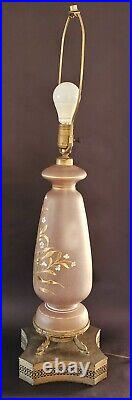 1940s ART DECO HAND PAINTED MURANO GLASS VASE LAMP HOLLYWOOD REGENCY 32×8×8