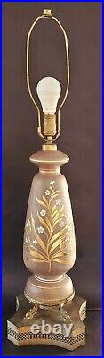 1940s ART DECO HAND PAINTED MURANO GLASS VASE LAMP HOLLYWOOD REGENCY 32×8×8