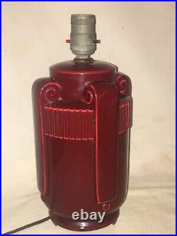 1940s IDEALITE REVERSE PAINTED GLASS LAMP RUBY VINTAGE ANTIQUE LIGHTING ART DECO