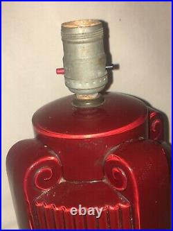1940s IDEALITE REVERSE PAINTED GLASS LAMP RUBY VINTAGE ANTIQUE LIGHTING ART DECO