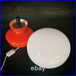 1960' Vintage Retro Orange Red Opaline Glass Lamp Pop Art Magic Mushroom