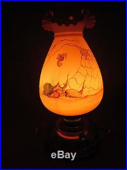 1986 FENTON Mariners Lamp BURMESE withSealife #7400Limited Edition NR