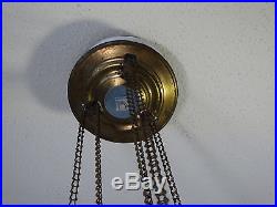 19thC Antique VICTORIAN CRANBERRY SWIRL ART GLASS Pull Down OIL LAMP CHANDELIER