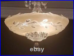 218 Vintage arT DEco Ceiling Glass Light Lamp Fixture Chandelier pink 3 light