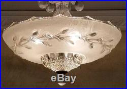 219 Vintage arT DEco Ceiling Glass Light Lamp Fixture Chandelier white 3 light