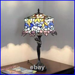 22 Antique Bronze Finish Stained Glass Wisteria Tiffany Style Table Lamp