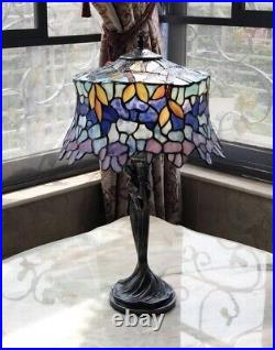 22 Antique Bronze Finish Stained Glass Wisteria Tiffany Style Table Lamp