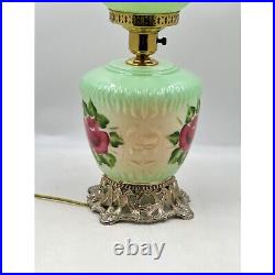 23 Rare Vintage Gone with The Wind GWTW Parlor Lamp Green with Roses GEORGOUS
