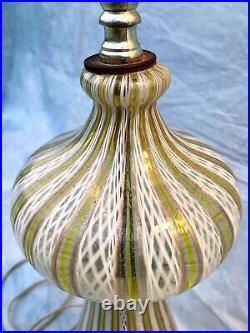 24 MCM Murano Latticino Ribbon Work Table Lamp Italian Studio Art Glass Lamp