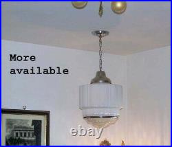 272 Vintage aRT DEco 30's Ceiling Light Lamp Fixture Glass JUMBO SIZE 1 of 8