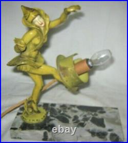 #2 Antique Art Deco Gerdago Lady Pixie Dancing Girl Statue Sculpture Glass Shade