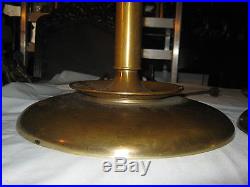2 Antique Bronze Torchier Floor Lamps Fenton Silver Crest Art Glass Sconce Shade