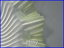 2 Antique French Art Satin Glass Pendant Ceiling Shade Lights Lamps Frilly Green