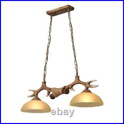 2-Light Deer Antler Chandelier Antler Rustic Lodge Log Cabin Ceiling Light Lamp