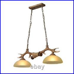 2-Light Deer Antler Chandelier Antler Rustic Lodge Log Cabin Ceiling Light Lamp