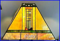 2 SHADES-Art Mission-Stained Glass Multi Color Table Lamp Shades 14x14x8