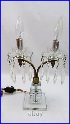2 VINTAGE Art Deco Style DOUBLE MANTLE LAMPs With PRISMS Cords Need Replaced
