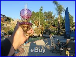2 Very Well Known DQMP Miniature Art Glass Antique Oil Kerosene Lamp Shades