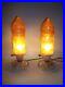 2 Vintage Art Deco Glass & Bakelite Base withAmber Glass Torpedo Shade Lamps 12 T