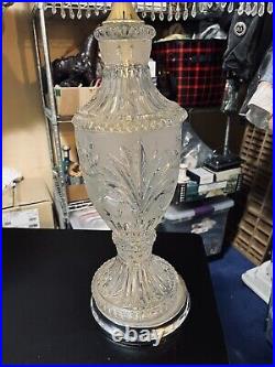 2 Vintage LEVITON Stunning Lead Crystal 30 Pair Table Lamps Beaded Shades 3 Way