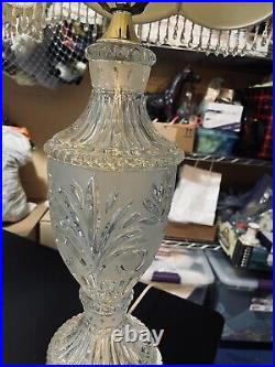 2 Vintage LEVITON Stunning Lead Crystal 30 Pair Table Lamps Beaded Shades 3 Way