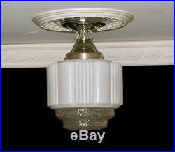 340 Vintage Antique art deco Glass Ceiling Light Lamp Fixture hall bath kitch