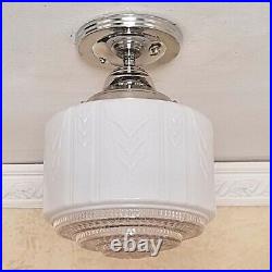 341 Vintage Antique art deco Glass Ceiling Light Lamp Fixture hall bath kitch