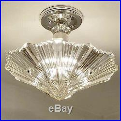 388b Vintage arT Deco Ceiling Light Lamp Fixture Glass Re-Wired