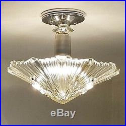 388b Vintage arT Deco Ceiling Light Lamp Fixture Glass Re-Wired