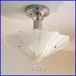 389b Vintage arT Deco Ceiling Light Lamp Fixture Glass Re-Wired