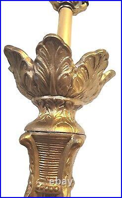 38 Hollywood Regency Gold Foliage Glass Brass Table Lamp