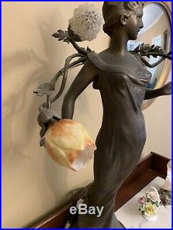 3 Antique FRENCH ART DECO Art GLASS LAMP SHADE GENET ET MICHON Sconce Chandelier